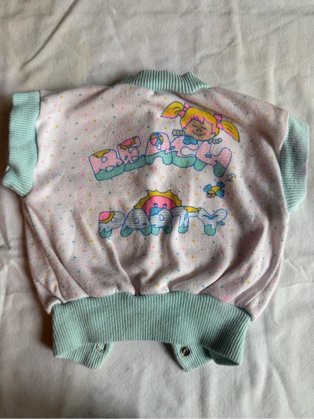 Vintage 1990s Pastel Pink & Mint Baby beach Party - Kids cover up